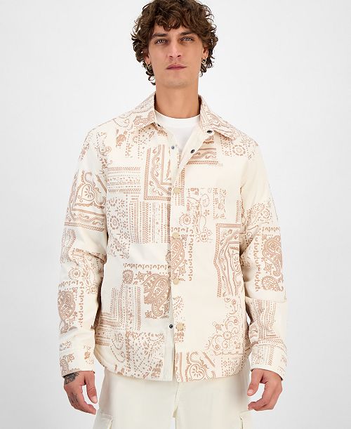 alfani GUESS Men's Bandana-Print Shirt Jacket Men's Fashion & Accessories