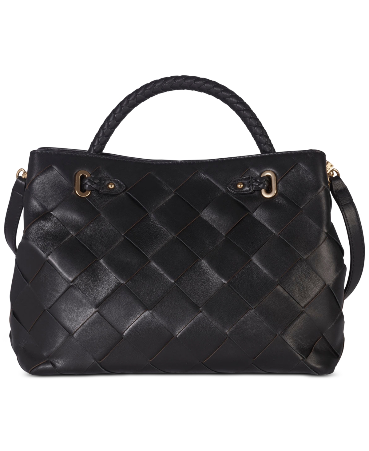 SAM EDELMAN CLEO SMALL WOVEN LEATHER SATCHEL 