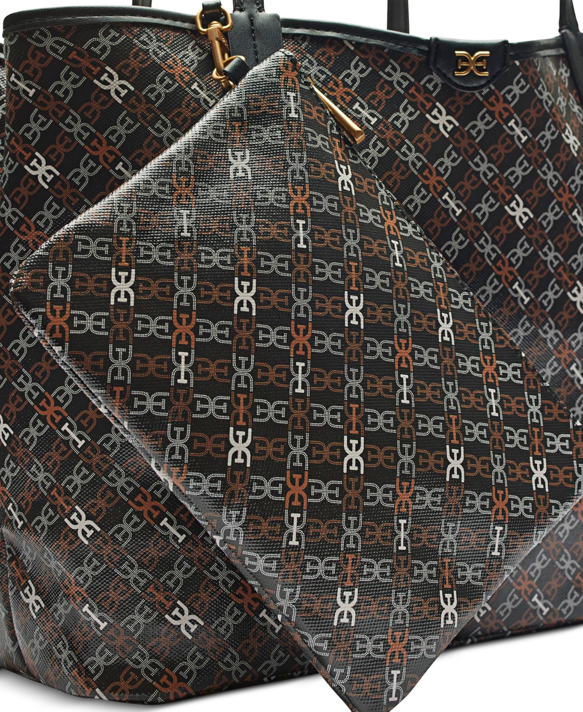 SAM EDELMAN HARPER LARGE MONOGRAM BLACK SHOPPER 