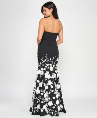Juniors' 3D Floral-Appliqu&eacute; Mermaid Gown, Created for Macy's
