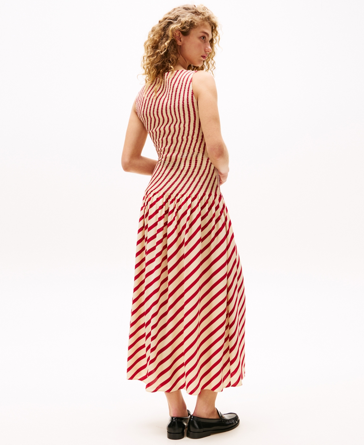 Tommy Hilfiger Sofia For Tommy Sleeveless Stripe Dress In Medium Red Stripe