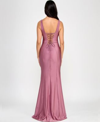 Juniors' Corset Lace-Up-Back Gown