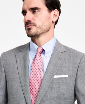 Men's Windowpane Wool-Blend Stretch Classic-Fit Suit Jacket