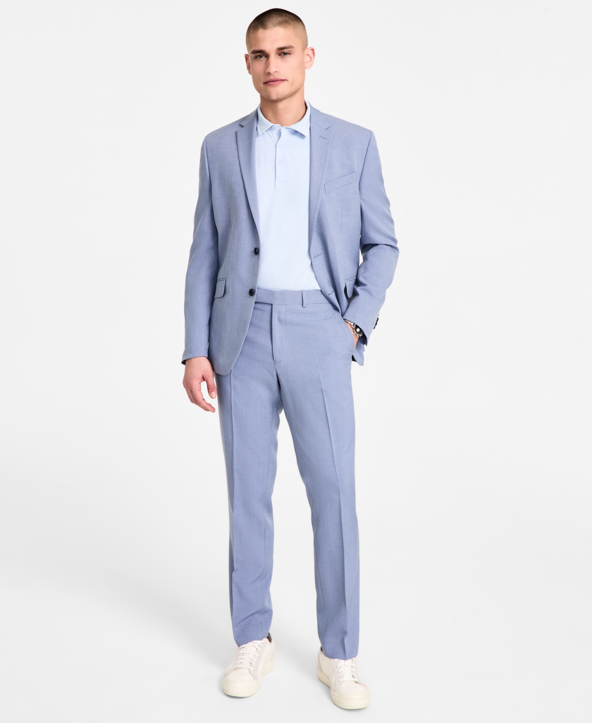 Kenneth Cole Reaction Men's Slim-fit Mini-houndstooth Suit In Light Blue