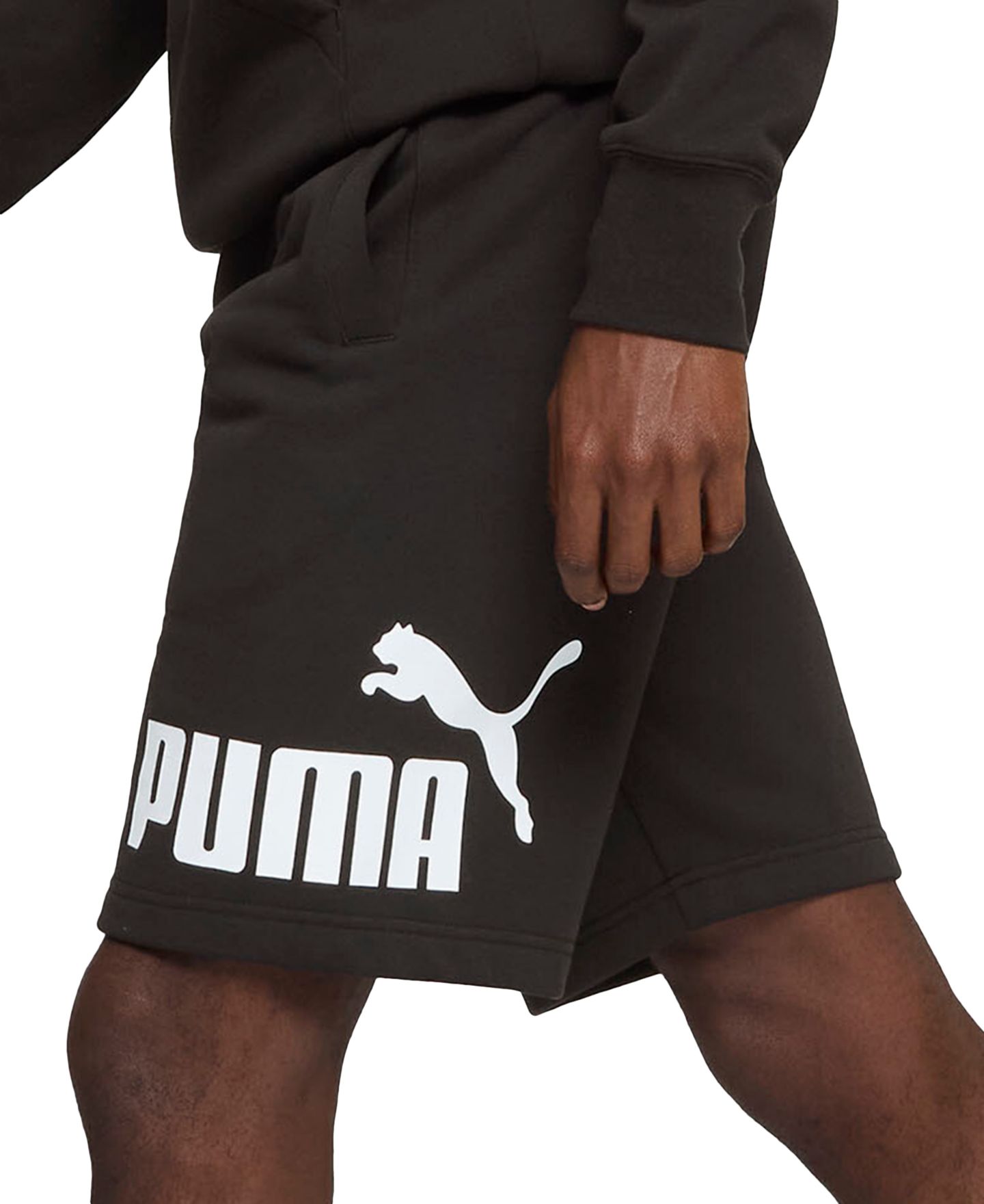 Мужские шорты Puma Logo Drawstring Regular-Fit Shorts, 10" Inseam, цвет: Чёрный — фото 2