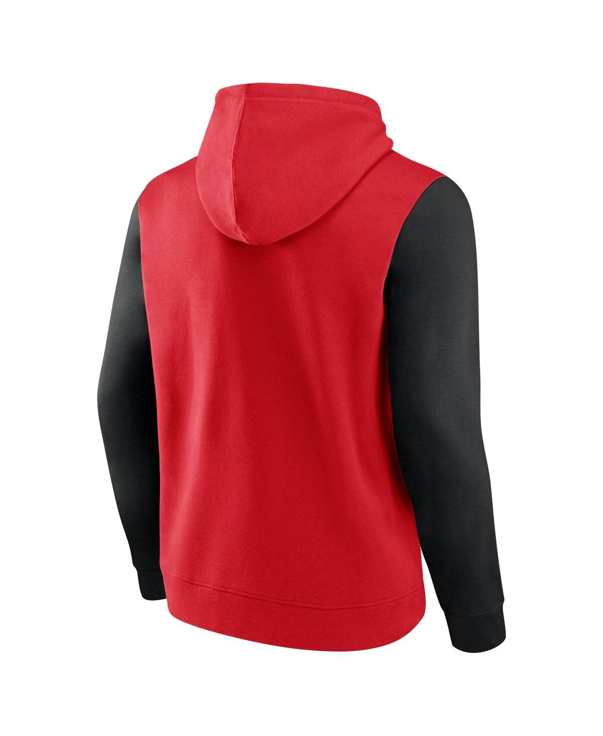 Logo Athletic Men's Red Chicago Bulls Outline Colorblock Pullover Hoodie In Red