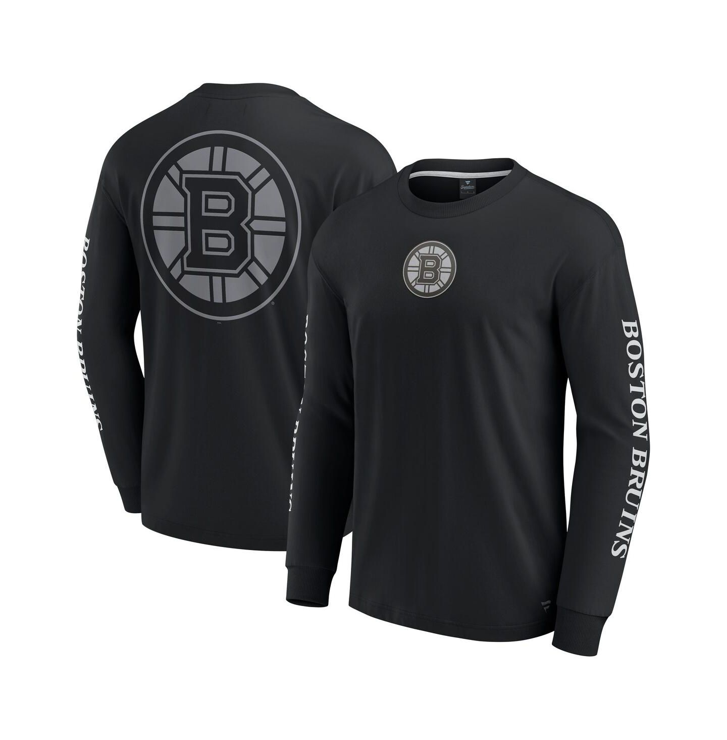 Мужская футболка Fanatics Black Boston Bruins Elements Strive Long Sleeve — фото 1