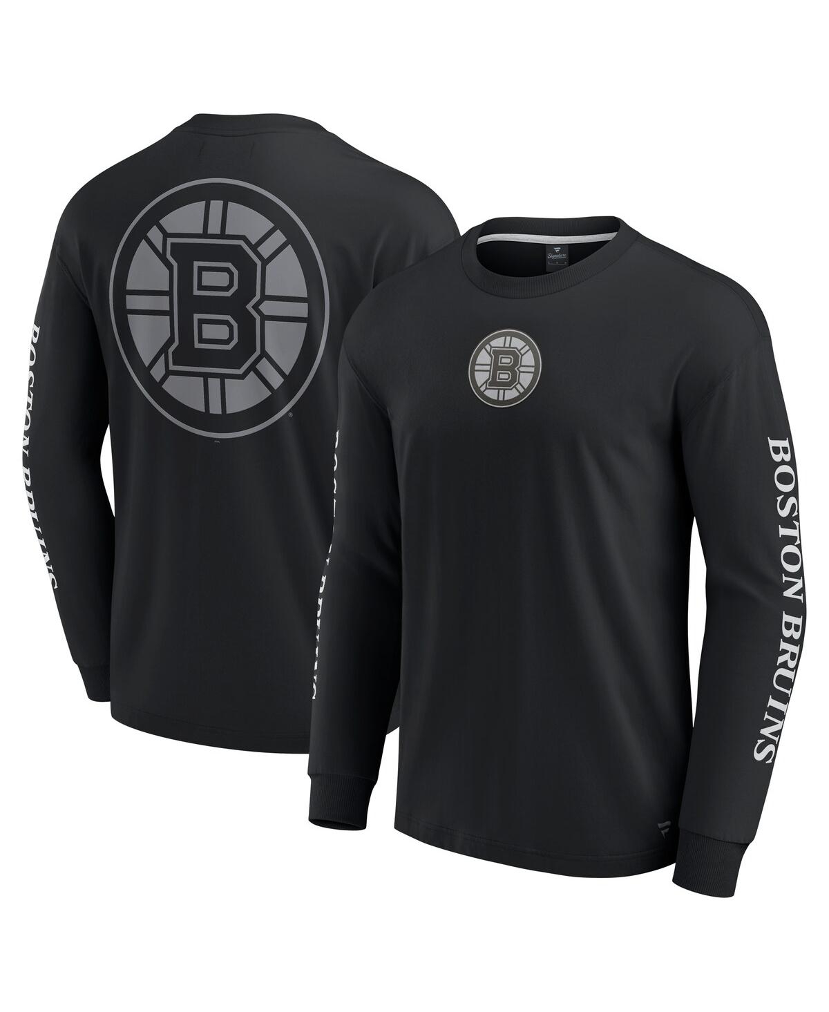 Fanatics Men's Black Boston Bruins Elements Strive Long Sleeve T-shirt In Black,gray