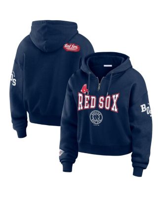 WEAR by Erin Andrews - Women's Navy Boston Red Sox Patch Quarter-Zip Hoodie