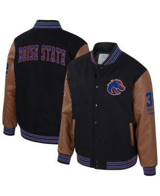 Colosseum - Men's Black Boise State Broncos Letterman Full-Snap Varsity Jacket