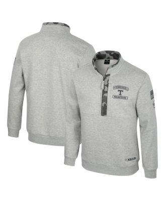 Colosseum - Men's Heather Gray Tennessee Volunteers OORAH OHT Military Appreciation Fleece Quarter-Zip Jacket