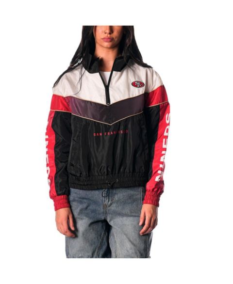 Женские куртки The Wild Collective Women's Black San Francisco 49ers 1/4 Zip Track Jacket