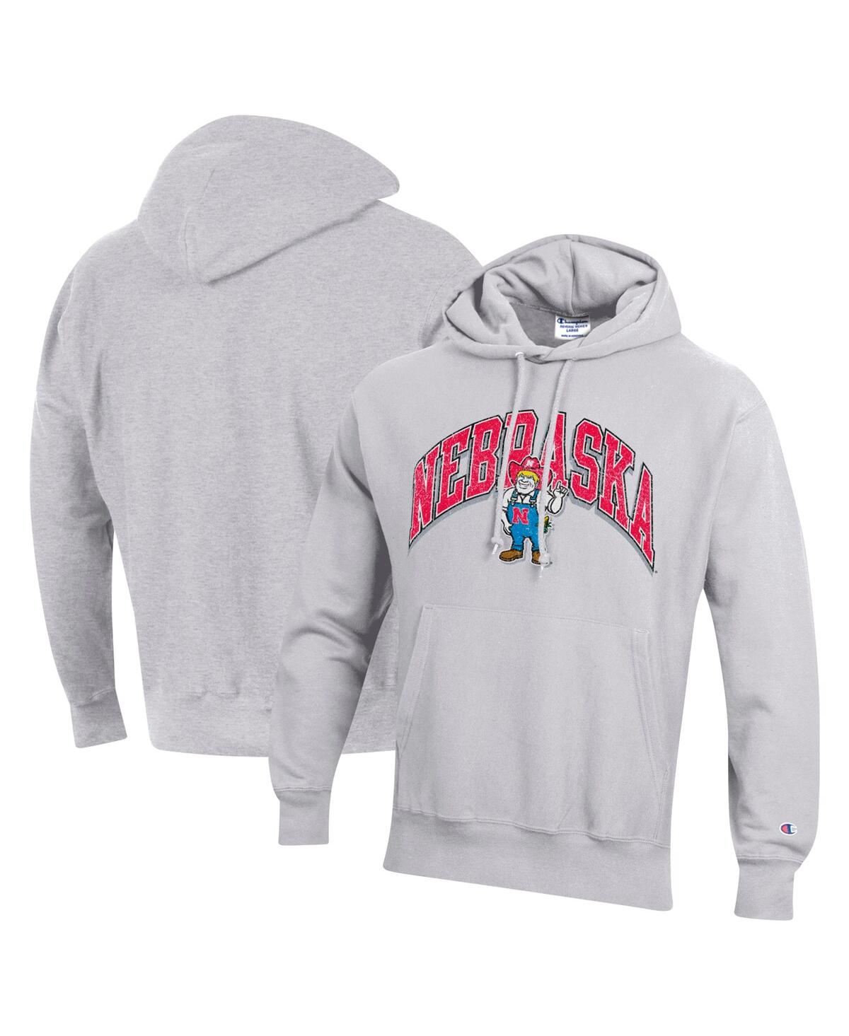 Men's Gray Nebraska Huskers Vault Late Night Reverse Weave Pullover Hoodie - Gray