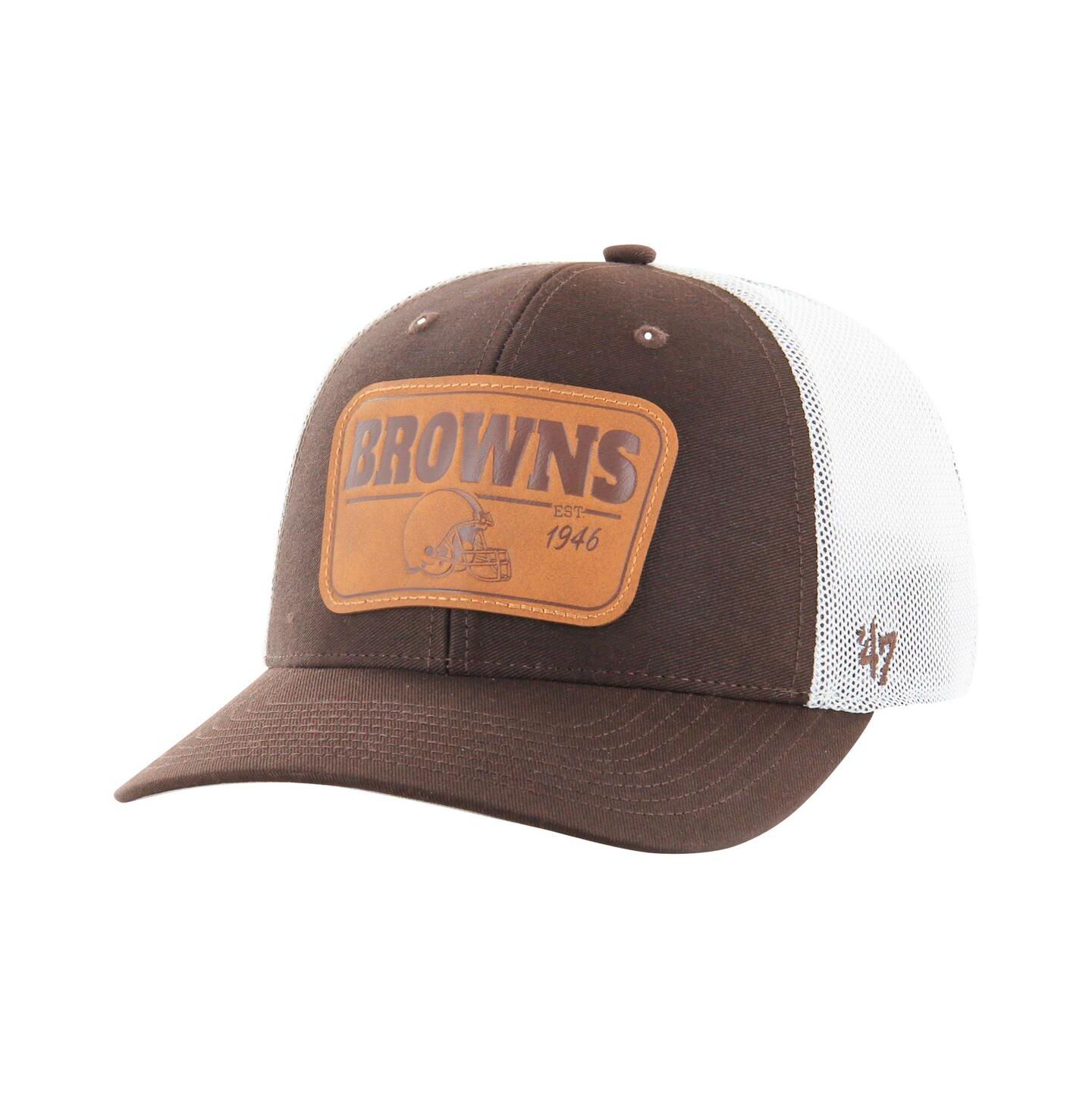 Мужская кепка '47 Brand Brown/White Cleveland Browns Thrash Trophy Flex Hat — фото 1