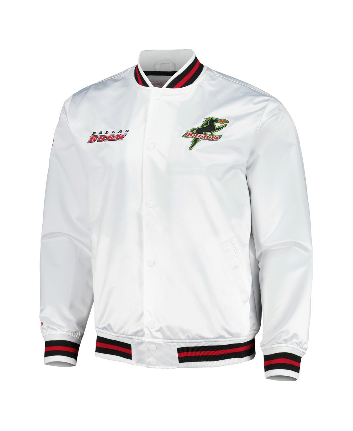 MITCHELL & NESS MEN'S WHITE DALLAS BURN CITY FULL-SNAP SATIN JACKET