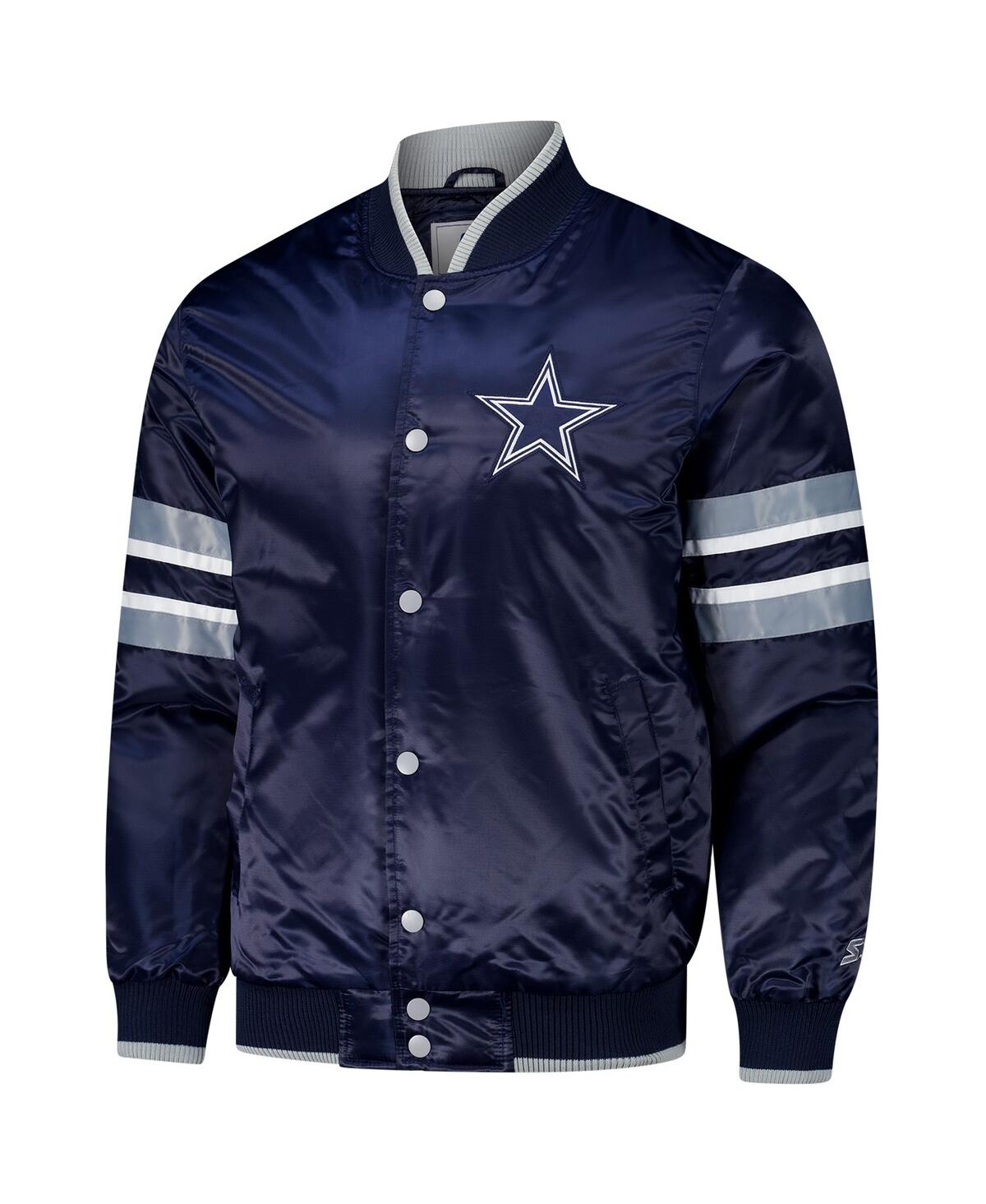Starter Navy Dallas Cowboys Scout I Full-snap Varsity Jacket In Navy