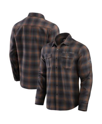 Fanatics - Men's Charcoal Dallas Cowboys Classic Flannel Long Sleeve Button-Up Shirt
