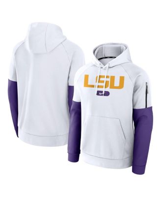 Nike - Men's White LSU Tigers Fitness Raglan Performance Pullover Hoodie