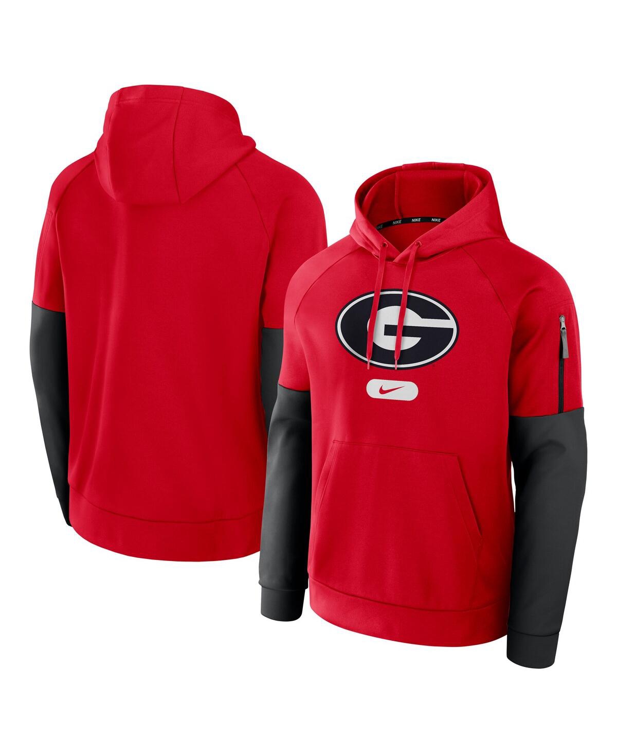 Nike Men's Red Georgia Bulldogs Fitness Raglan Performance Pullover Hoodie - Red