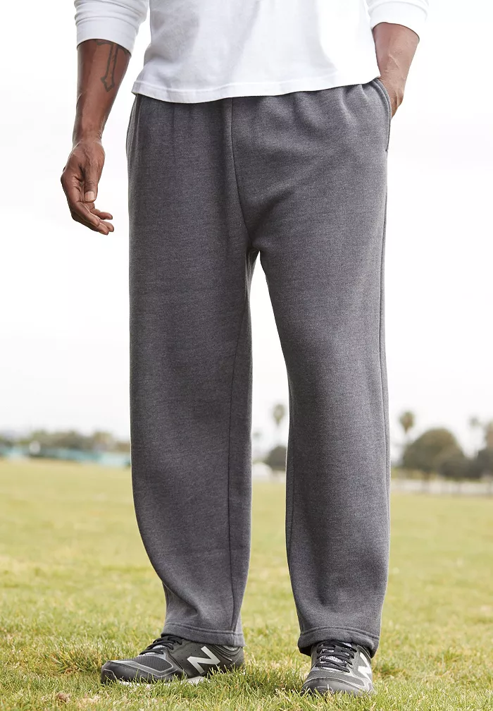 Big & Tall Fleece Open-Bottom Sweatpants - thumbnail 5