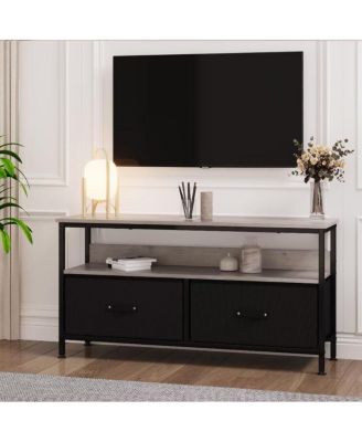 Dresser TV Stand for Bedroom,TV Console with Drawers, 2 Drawers Entertainment Center with Open Shelf, Media Console for 50 Inch TV, Dresser with PU Finish