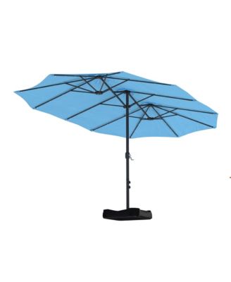 Outdoor Double-Sided Patio Umbrella with Base 36 LED Light Market Umbrella with Cover