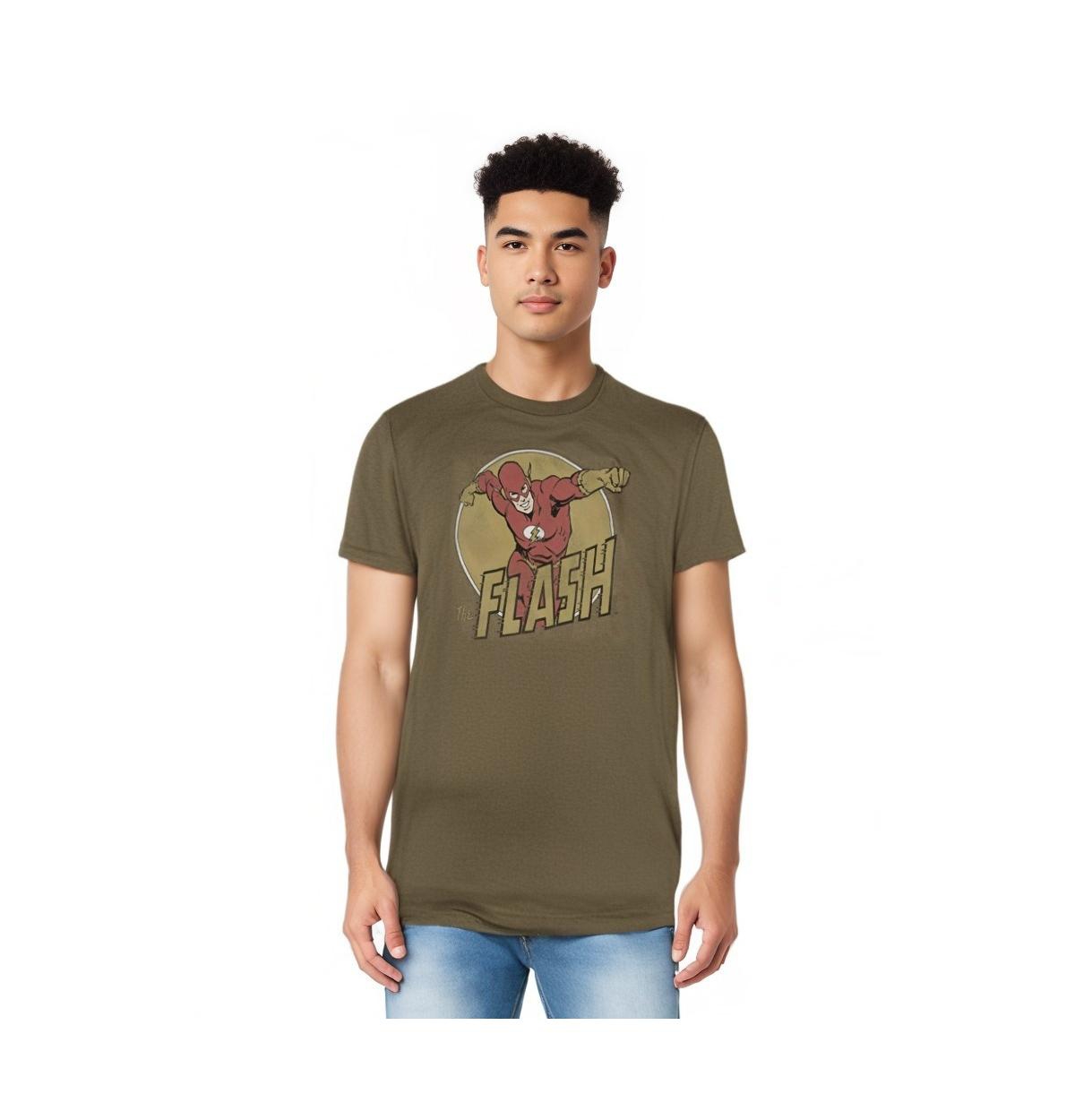 Dc Flash Mens Dc Comics Flash Flashy Short Sleeve Adult Tee / T-Shirt - Green