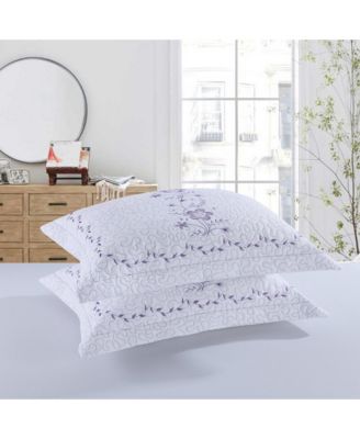 2 Pcs Embroidered Floral Pillow Shams King