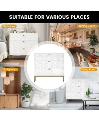 Wooden 3-Drawer Storage Cabinet Table