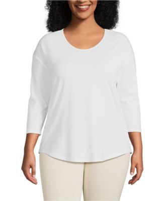 Plus Size 3/4 Sleeve Lightweight Jersey Shirttail Tee