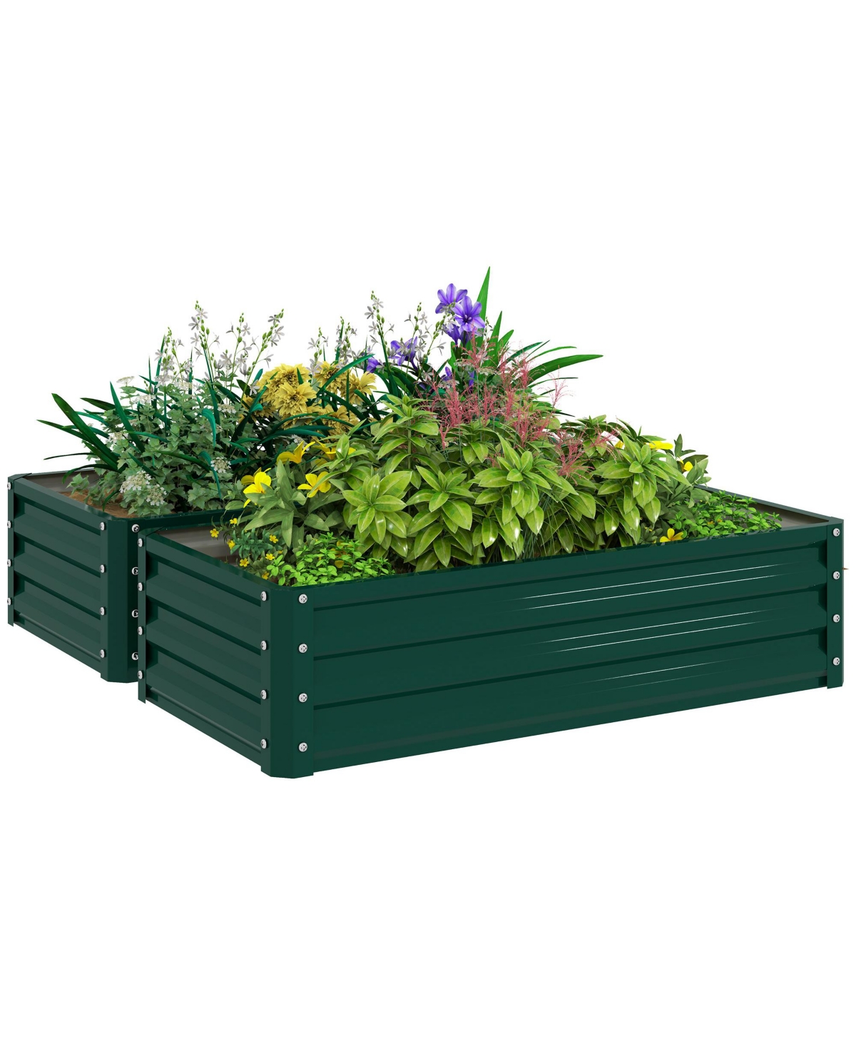 Raised Garden Bed Vegetable Planter Flower Gardening Box Patio - Green