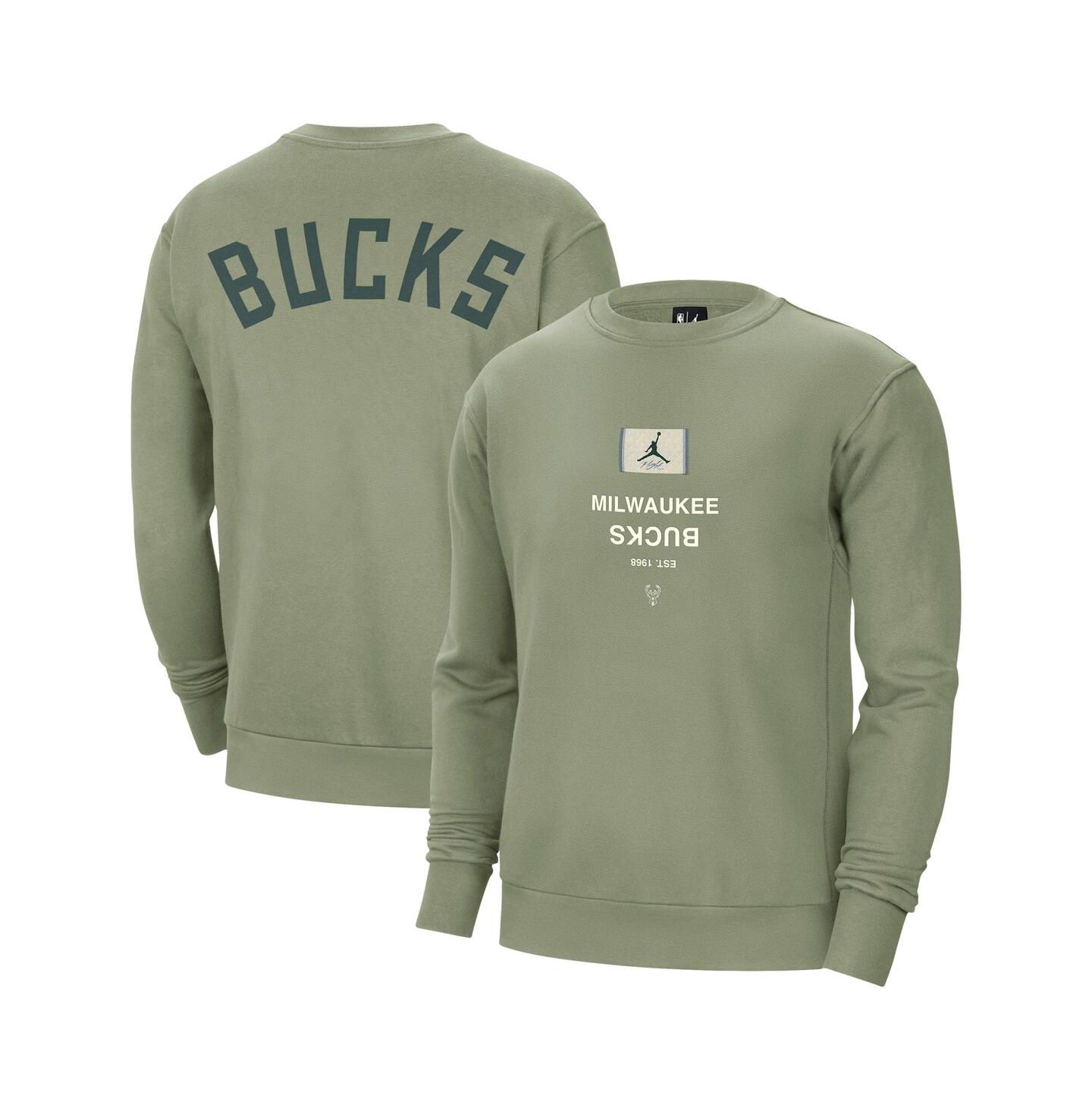 Мужская толстовка Jordan Green Milwaukee Bucks Courtside Statement Edition Heavyweight Pullover — фото 1