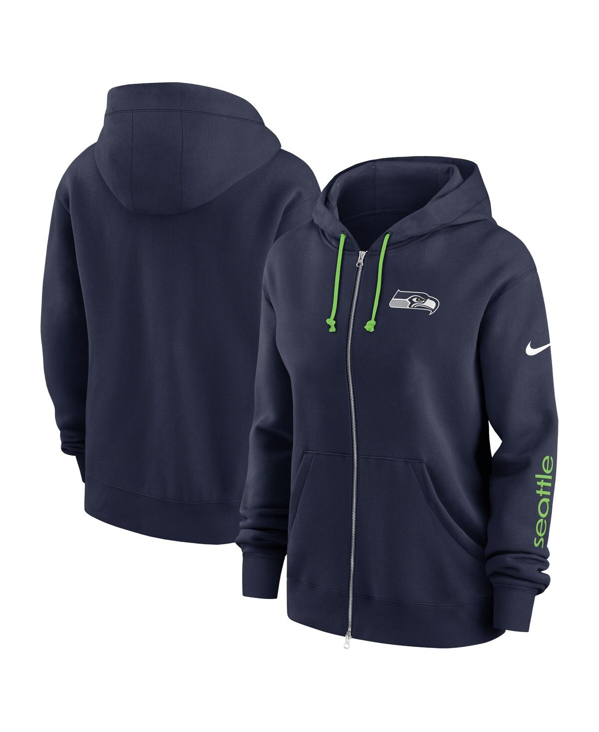 Nike Women's College Navy Seattle Seahawks Phoenix Hoodie Full-zip Sweatshirt In College Navy