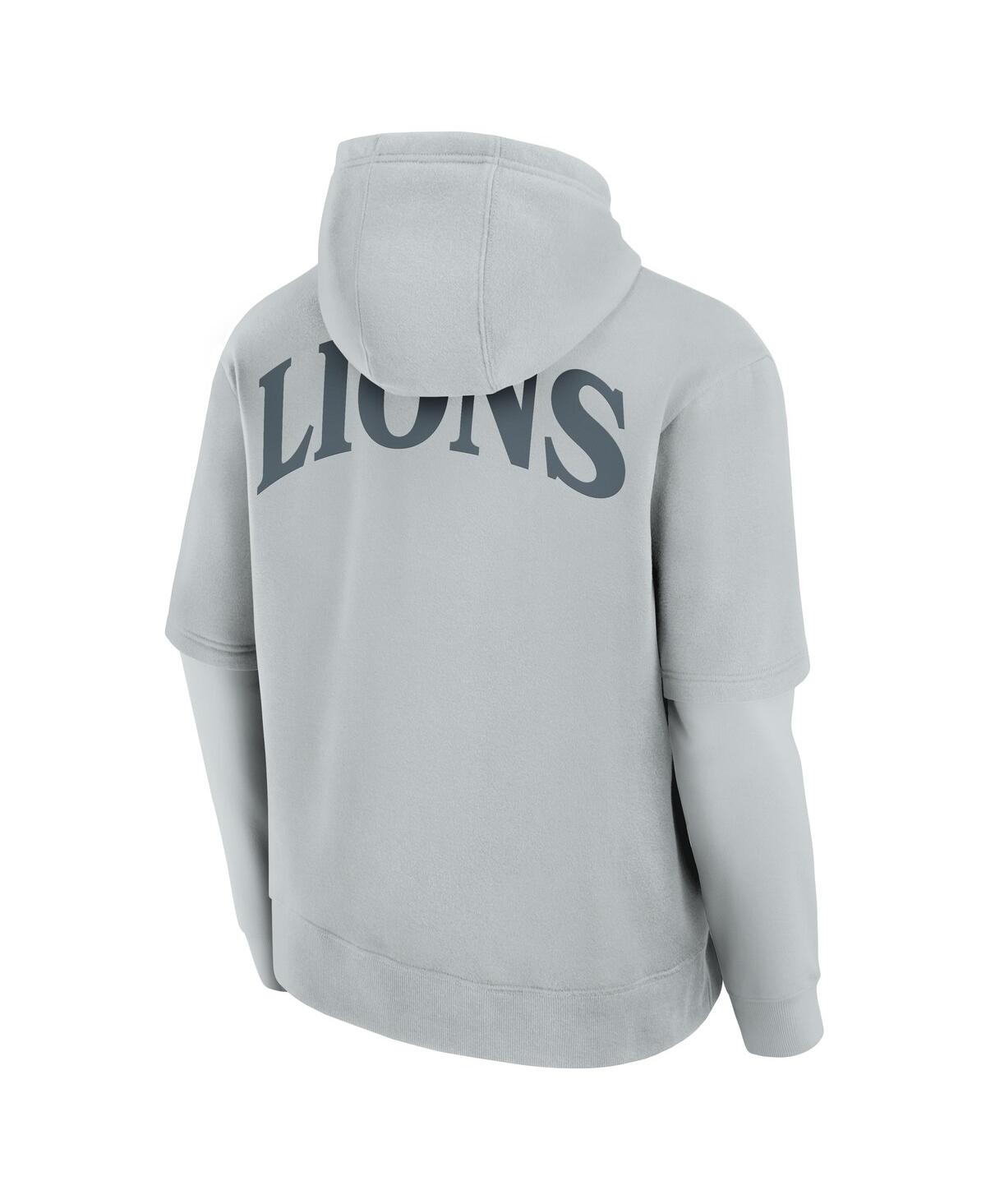 FANATICS MEN'S AND WOMEN'S GRAY DETROIT LIONS SLEEK ELEMENTS PULLOVER HOODIE