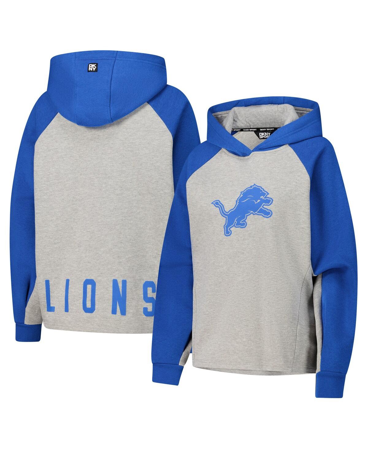 Sport Women's Gray/Blue Detroit Lions Joy Cropped Raglan Pullover Hoodie - Gray, Blue
