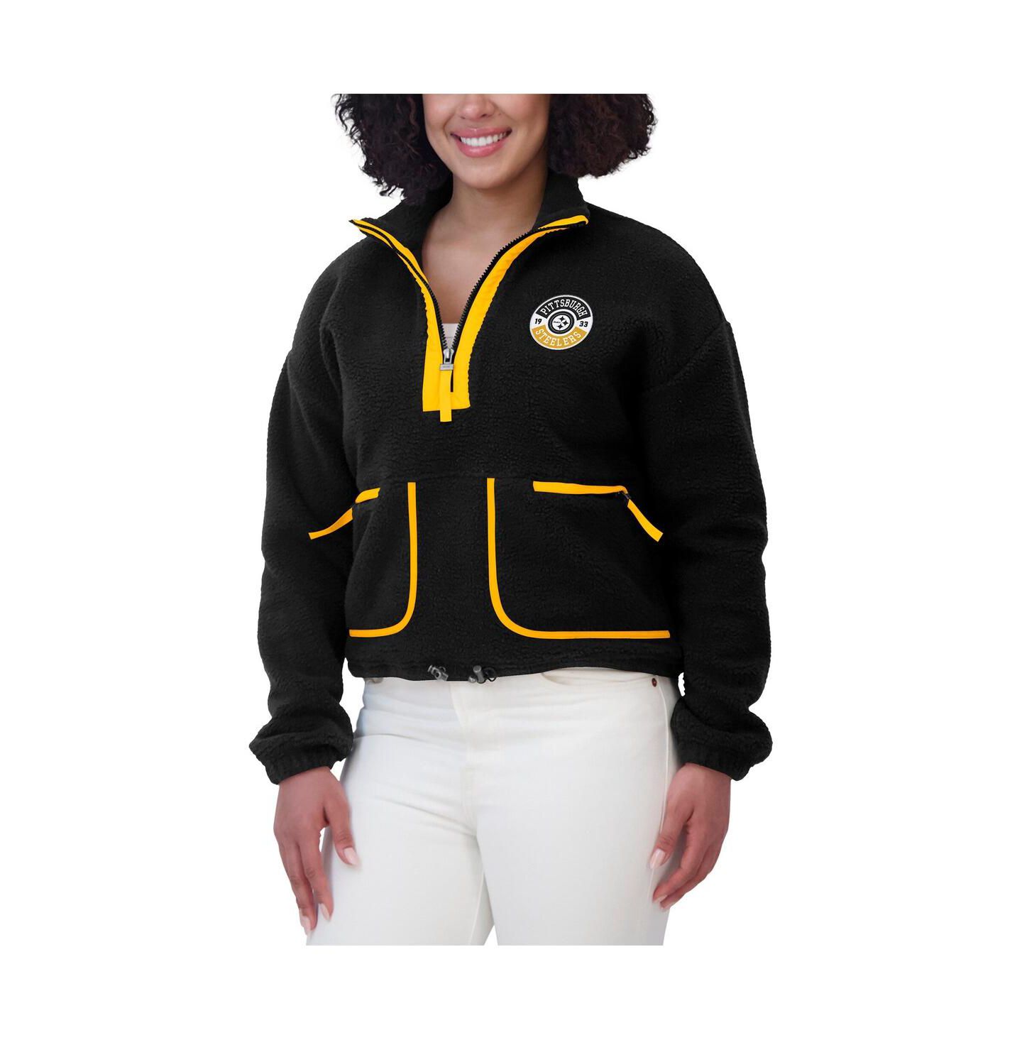 Женская куртка WEAR by Erin Andrews Black Pittsburgh Steelers Polar Fleece Half-Zip — фото 5