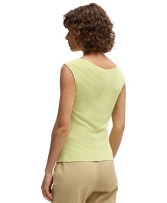 Women's Knitted Structure V-Neck Top