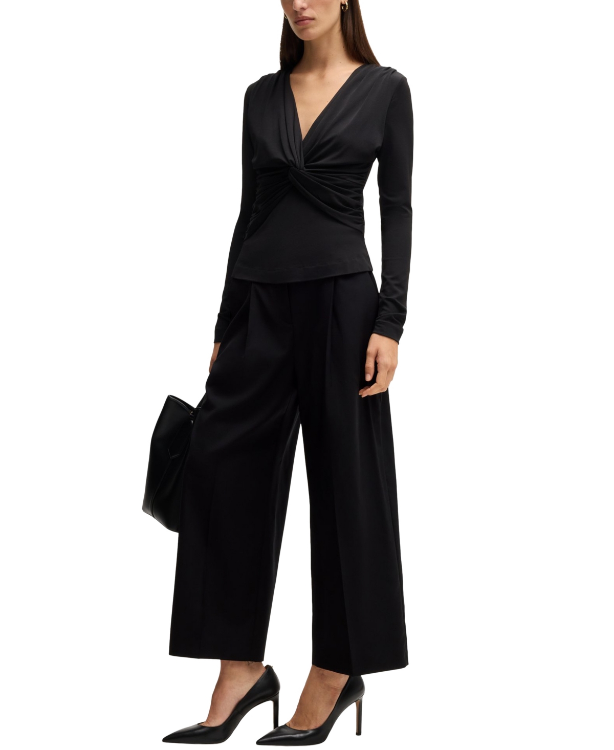 Hugo Boss Boss By  Women's Regular-fit High-waisted Trousers In Black