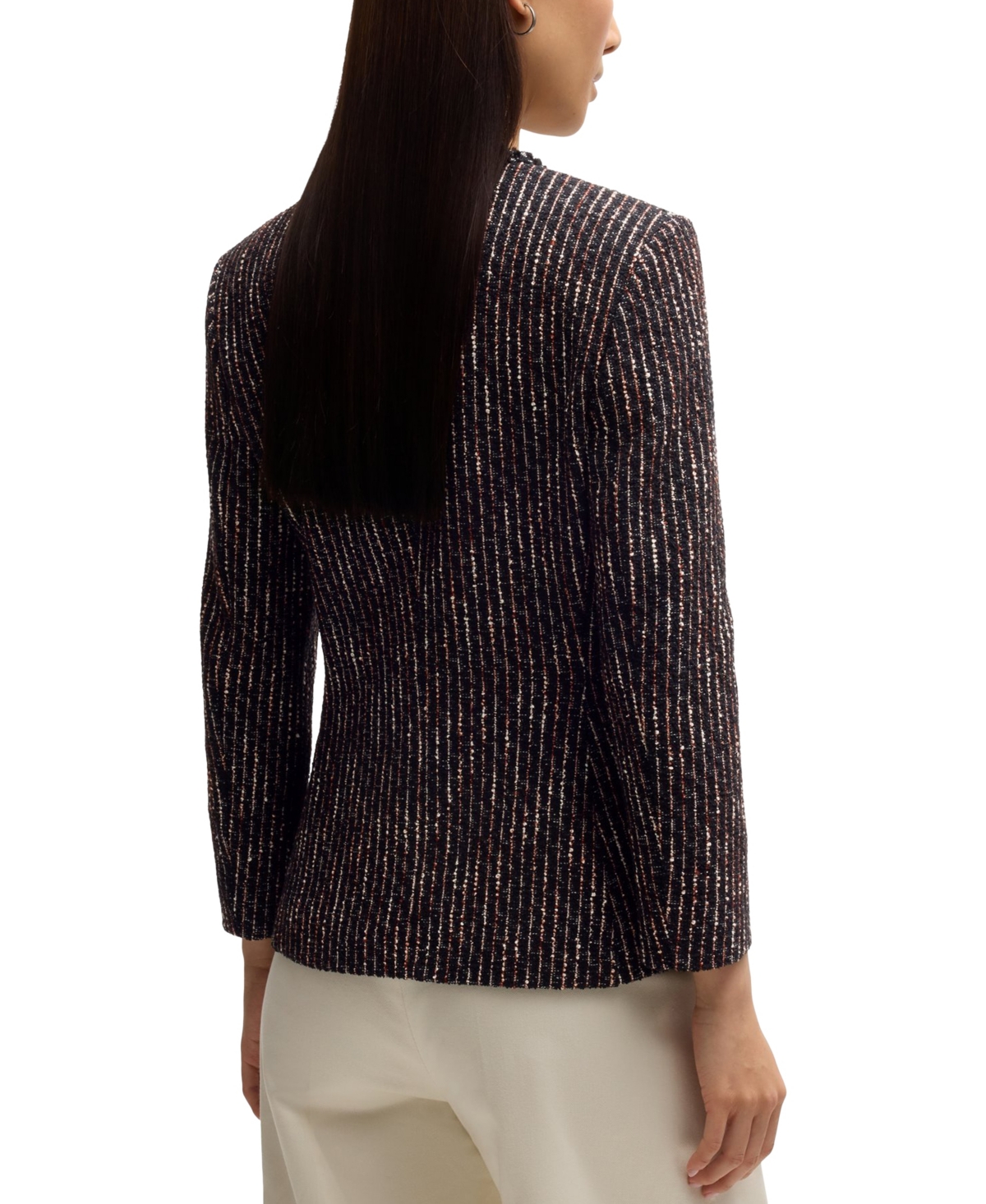 Hugo Boss Boss Jia Stripe Tweed Jacket In Open Misc
