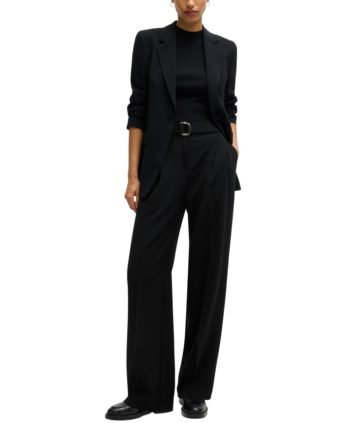 Hugo Boss Boss By  Women's Japanese Crepe Relaxed-fit Trousers In Black