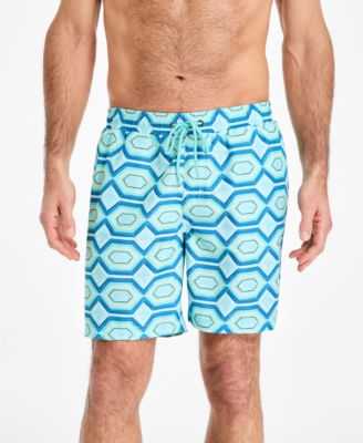 Men's Geometric Print Drawstring 7" Swim Trunks, Exclusively at Macy's