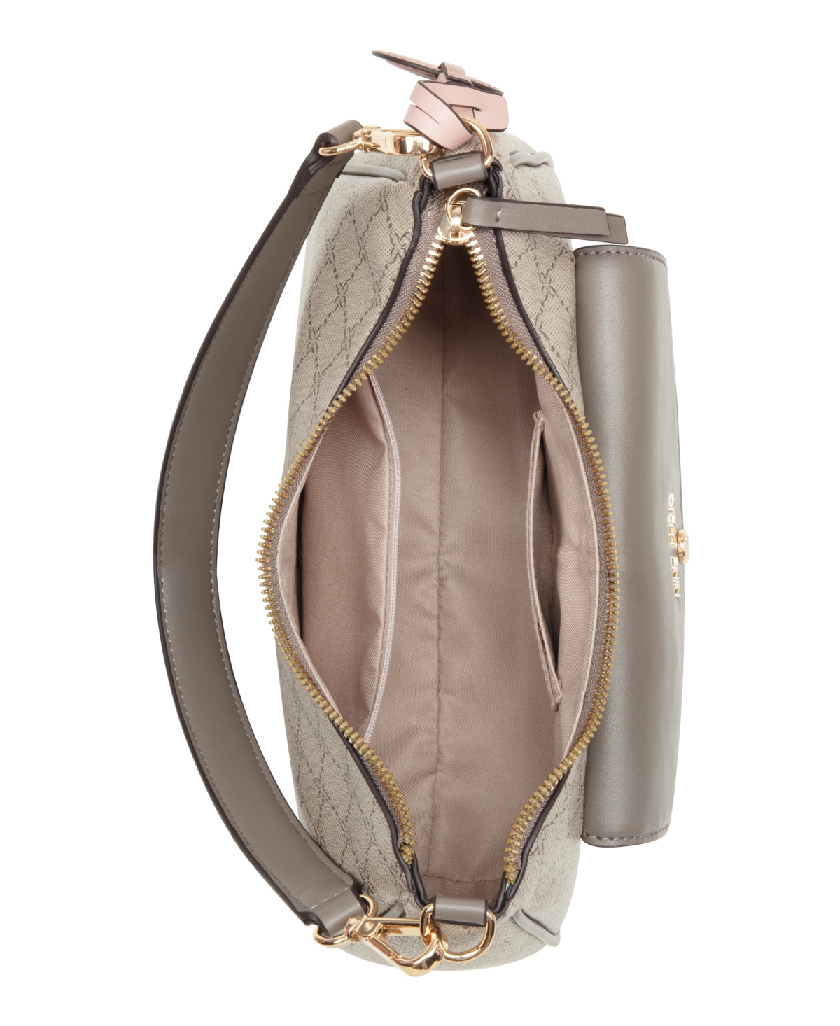 Nine West Caireann Medium Shoulder Bag In Beige Logo Flint