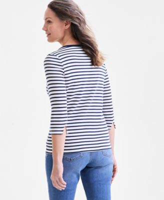 Women's Printed Pima Cotton 3/4-Sleeve Top