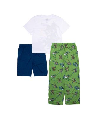 Little and Big Boys Short Sleeve Tee and Short Open Leg Pant, 3-Piece Pajama Set