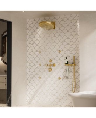 4 Functions DIY Shower Faucet Set Free Combination Main Body Ceiling Rain Shower Head with Handheld Shower and Side Body Jets, Matte Black