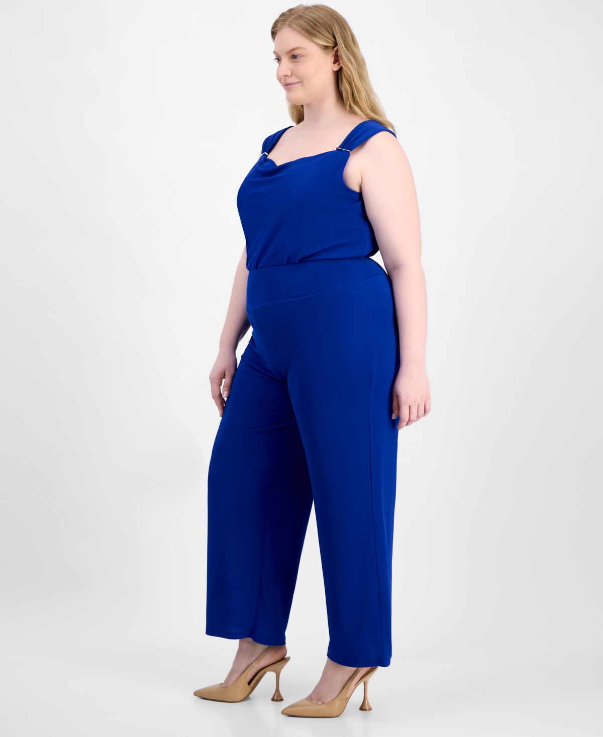 Anne Klein Plus Size Wide-leg Pull-on Palazzo Pants In Santorini Blue