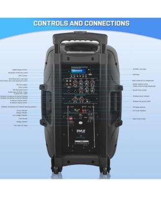 Portable Bluetooth PA Speaker System with Rechargeable Battery, UHF Microphones, MP3/USB/SD Readers, FM Radio, 12” Subwoofer (1000W)