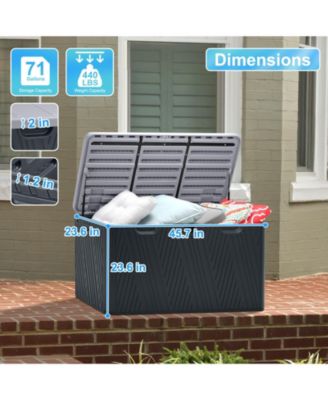 85 Gallon Deck Box, Lockable Storage UV Resistant Container with Hydraulic Rods for Patio Furniture Outdoor Cushions, Garden Tools and Sports Equipments, Brown