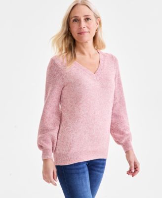 Style & Co - Women's Space-Dyed V-Neck Sweater