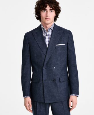 TOMMY HILFIGER MENS MODERN FIT DOUBLE BREASTED LINEN SUIT SEPARATES 